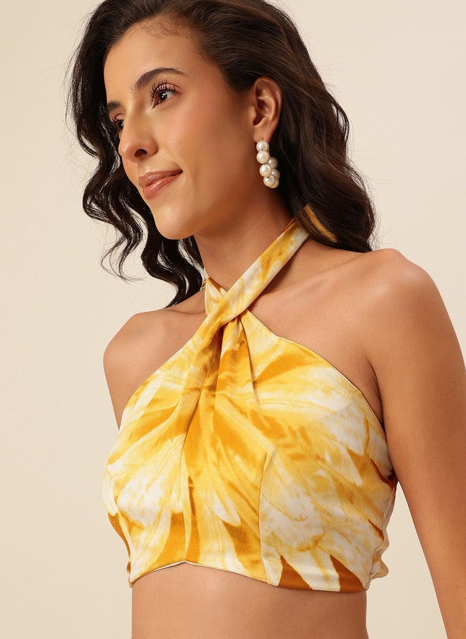 CUKOO Printed Halter Neck Top With Skirt - Image 2